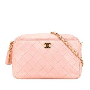 Auth Chanel Cc Quilted Lambskin Camera #230489C20B